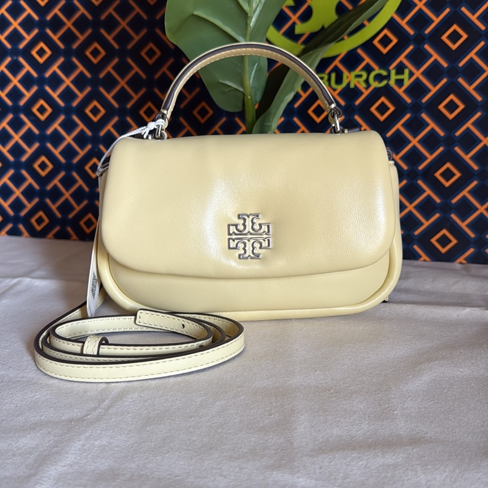 NWT ,Tory Burch Britten puffy mini top handle in yellow Yellow Crossbody